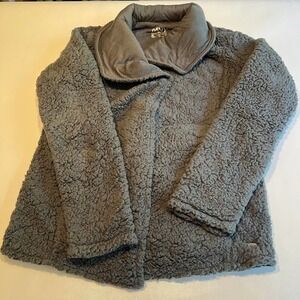 MNY Womens Gray‎ Sherpa Jacket Pockets Size Small